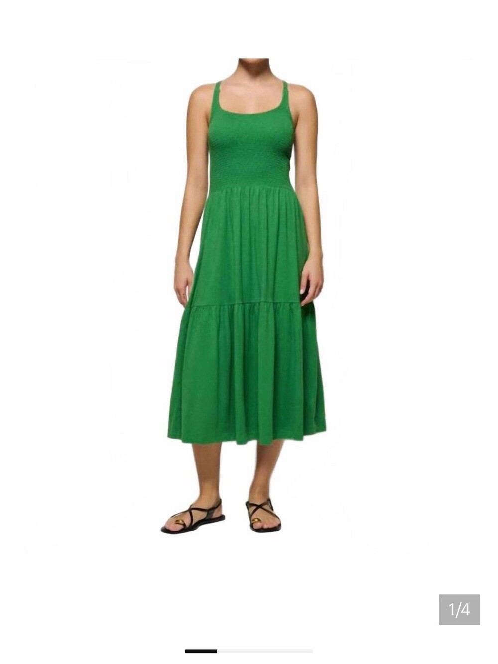 NATION LTD la penelope smocked midi dress in green lawn size medium summer beach